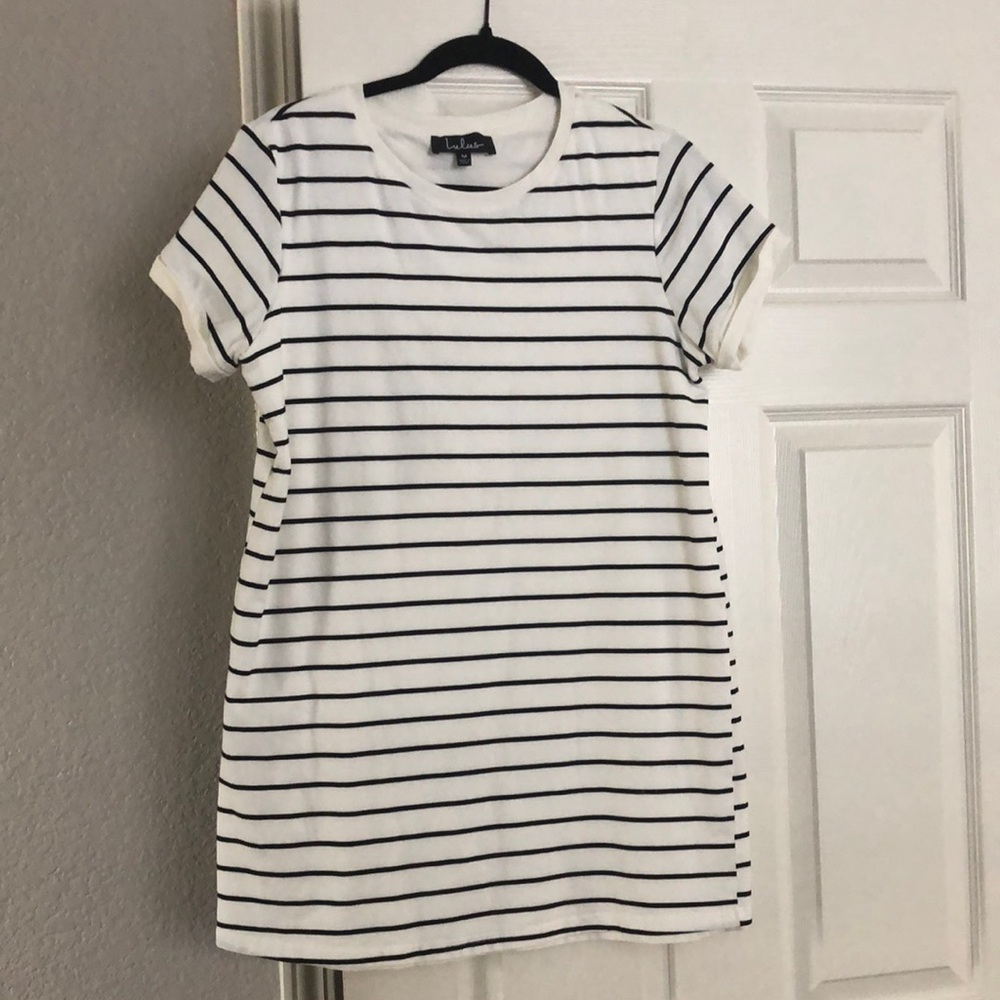 Lulus black and white stripe dress, size medium
